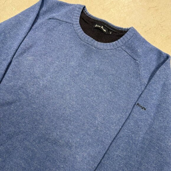 James Pringle Lambswool Cashmere Sweater Crewneck Knit Blue Small - Picture 2 of 8